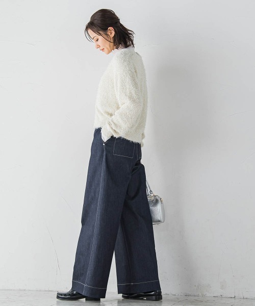 LAUTREAMONT(ロートレアモン)の「フェザーニットカーディガン≪手洗い可能≫(カーディガン/ボレロ・レディース・オフホワイト/ブラック・9号)」の13枚目の写真