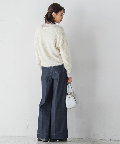 LAUTREAMONT(ロートレアモン)の「フェザーニットカーディガン≪手洗い可能≫(カーディガン/ボレロ・レディース・オフホワイト/ブラック・9号)」の14枚目の写真