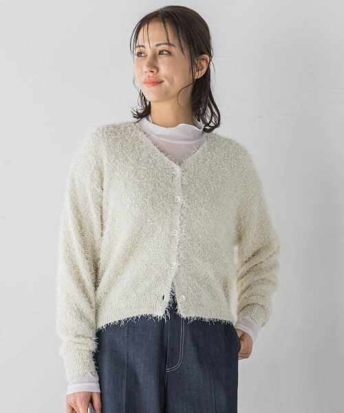 LAUTREAMONT(ロートレアモン)の「フェザーニットカーディガン≪手洗い可能≫(カーディガン/ボレロ・レディース・オフホワイト/ブラック・9号)」の6枚目の写真