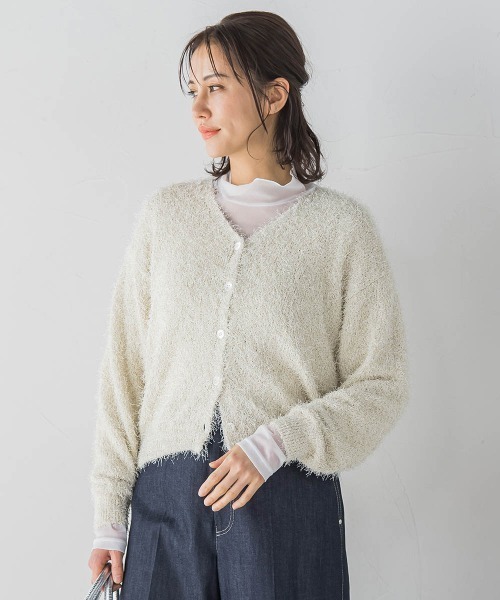 LAUTREAMONT(ロートレアモン)の「フェザーニットカーディガン≪手洗い可能≫(カーディガン/ボレロ・レディース・オフホワイト/ブラック・9号)」の7枚目の写真