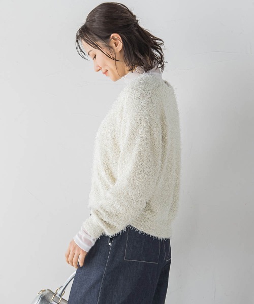 LAUTREAMONT(ロートレアモン)の「フェザーニットカーディガン≪手洗い可能≫(カーディガン/ボレロ・レディース・オフホワイト/ブラック・9号)」の8枚目の写真