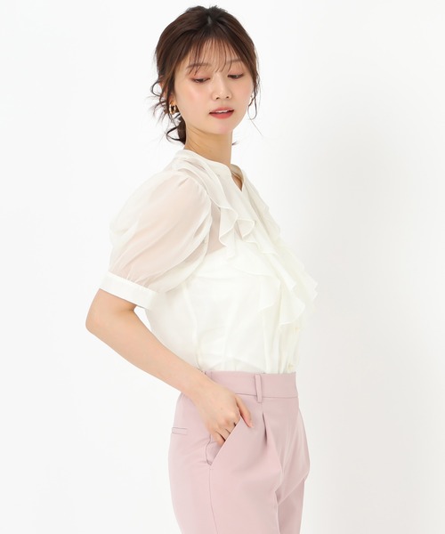 MISCH MASCH(ミッシュマッシュ)の「ラッフルシアーブラウス(シャツ/ブラウス・レディース・グリーン/ピンク/ブルー/アイボリー/イエロー/ブラック・フリ-)」の22枚目の写真