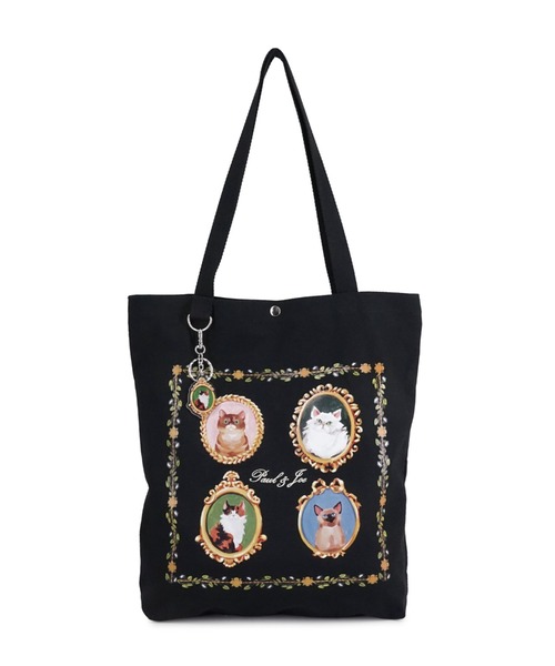 PAUL & JOE ACCESSOIRES(ポールアンドジョーアクセソワ)の「ポール & ジョー アクセソワ キャンバストートバッグ <キャッツ・カメオ>(トートバッグ・レディース・ブラック/アイボリー・FREE)」の2枚目の写真