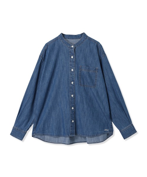 Petit Honfleur(プチオンフルール)の「バンドカラーデニムシャツ【追加生産】(シャツ/ブラウス・レディース・ブルー/ネイビー・9号/11号/13号)」の14枚目の写真