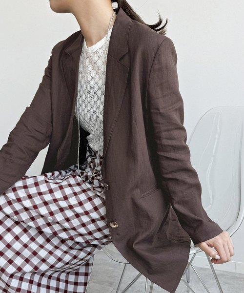 IENA（イエナ）の「ウォッシャブル ソフトリネン2Bジャケット