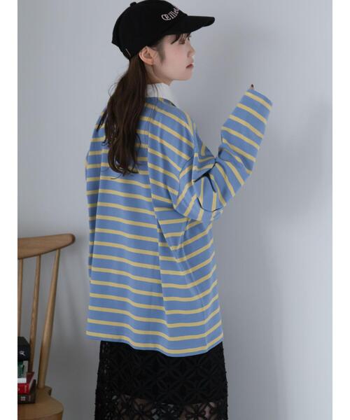 ehka sopo(エヘカソポ)の「オーバーサイズラガーシャツ(Tシャツ/カットソー・レディース・ネイビー/ピンク/サックスブルー/オフホワイト・F)」の9枚目の写真