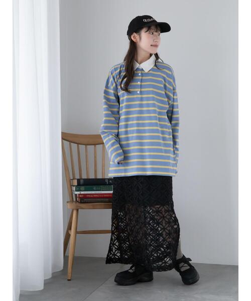 ehka sopo(エヘカソポ)の「オーバーサイズラガーシャツ(Tシャツ/カットソー・レディース・ネイビー/ピンク/サックスブルー/オフホワイト・F)」の11枚目の写真