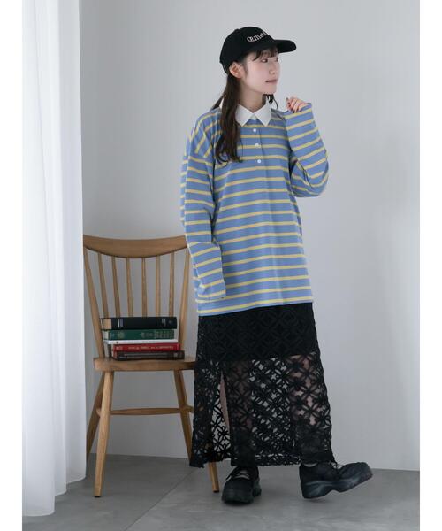 ehka sopo(エヘカソポ)の「オーバーサイズラガーシャツ(Tシャツ/カットソー・レディース・ネイビー/ピンク/サックスブルー/オフホワイト・F)」の12枚目の写真