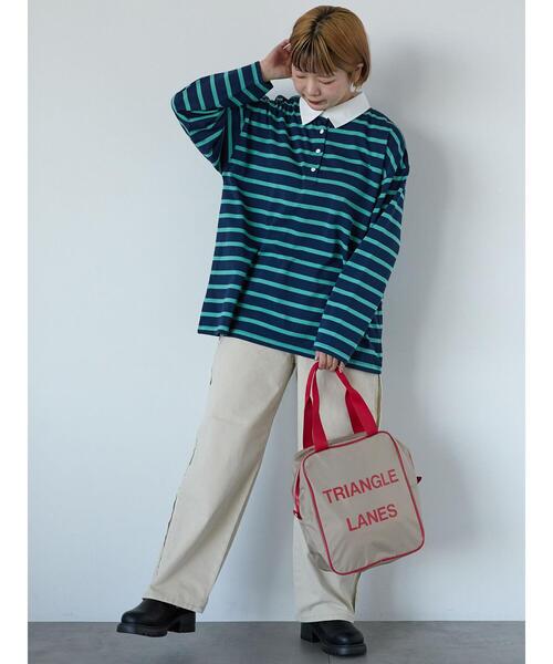 ehka sopo(エヘカソポ)の「オーバーサイズラガーシャツ(Tシャツ/カットソー・レディース・ネイビー/ピンク/サックスブルー/オフホワイト・F)」の18枚目の写真