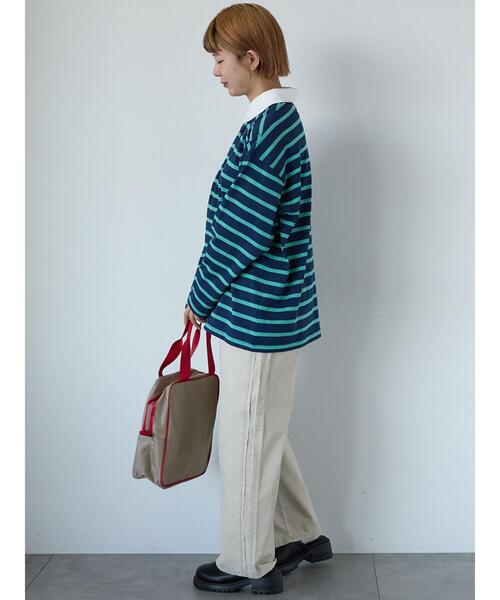 ehka sopo(エヘカソポ)の「オーバーサイズラガーシャツ(Tシャツ/カットソー・レディース・ネイビー/ピンク/サックスブルー/オフホワイト・F)」の20枚目の写真