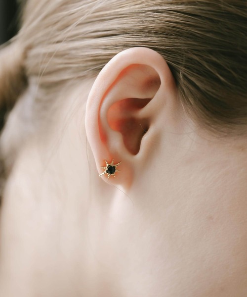 ピアス 金属アレルギー対応 シルバー925 ゴールド ブラックオニキス 星