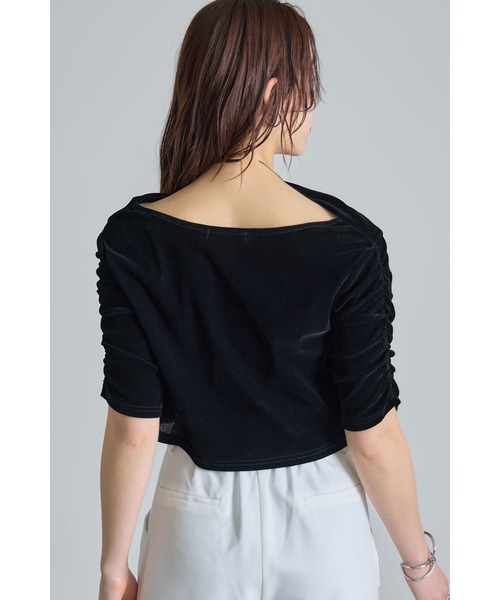 &. NOSTALGIA(アンドドットノスタルジア)の「シアーベロアオフショルTシャツ(Tシャツ/カットソー・レディース・ブラック/オフホワイト・M)」の7枚目の写真