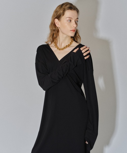 yae(ヤエ)の「2way V-neck dress /2wayVネックドレス(ワンピース・レディース・ボルドー/ブラック/ネイビー・36/38)」の9枚目の写真