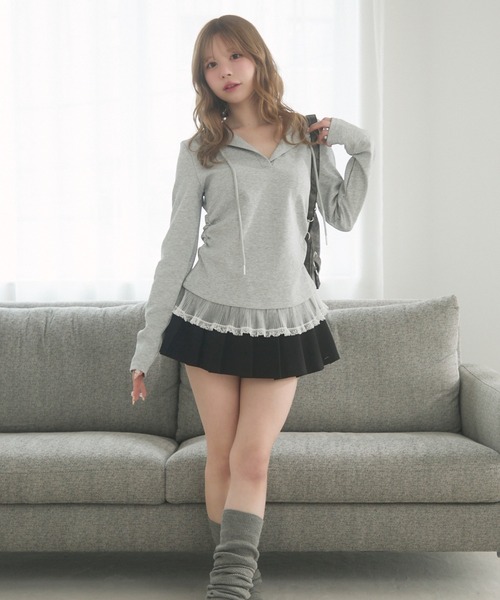 TITTY&CO.（ティティーアンドコー）の「レーストリムパーカー（パーカー・レディース・グレー/ブラック/ホワイト・FREE）」の11枚目の写真