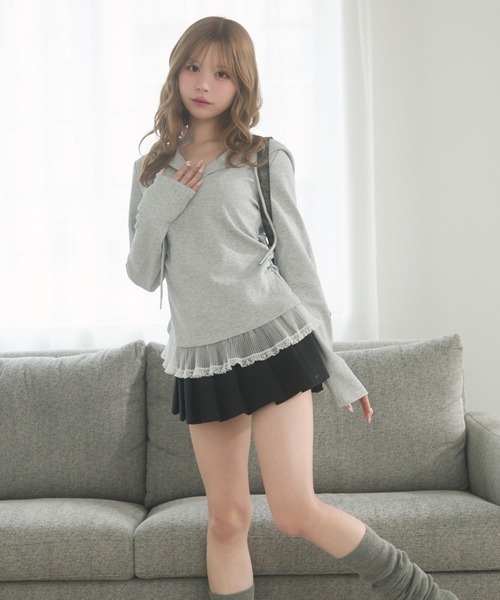 TITTY&CO.（ティティーアンドコー）の「レーストリムパーカー（パーカー・レディース・グレー/ブラック/ホワイト・FREE）」の12枚目の写真