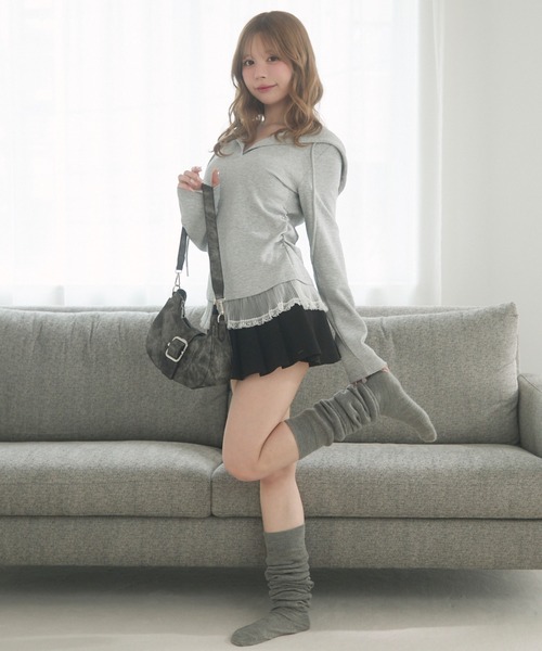 TITTY&CO.（ティティーアンドコー）の「レーストリムパーカー（パーカー・レディース・グレー/ブラック/ホワイト・FREE）」の14枚目の写真