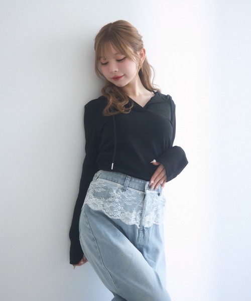 TITTY&CO.（ティティーアンドコー）の「レーストリムパーカー（パーカー・レディース・グレー/ブラック/ホワイト・FREE）」の15枚目の写真