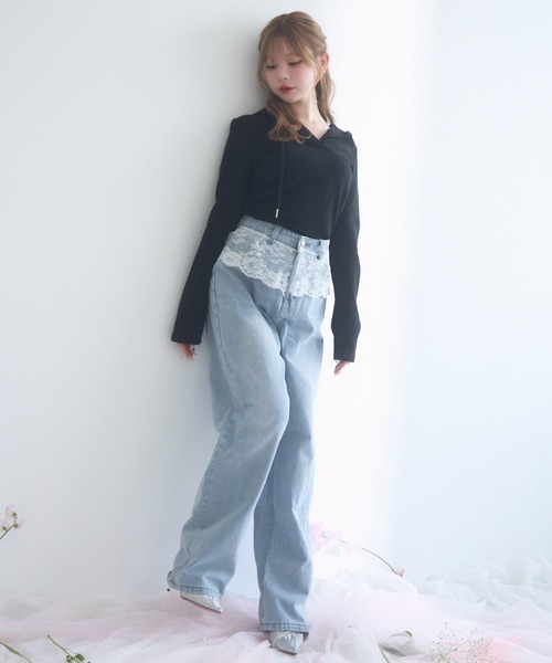 TITTY&CO.（ティティーアンドコー）の「レーストリムパーカー（パーカー・レディース・グレー/ブラック/ホワイト・FREE）」の19枚目の写真