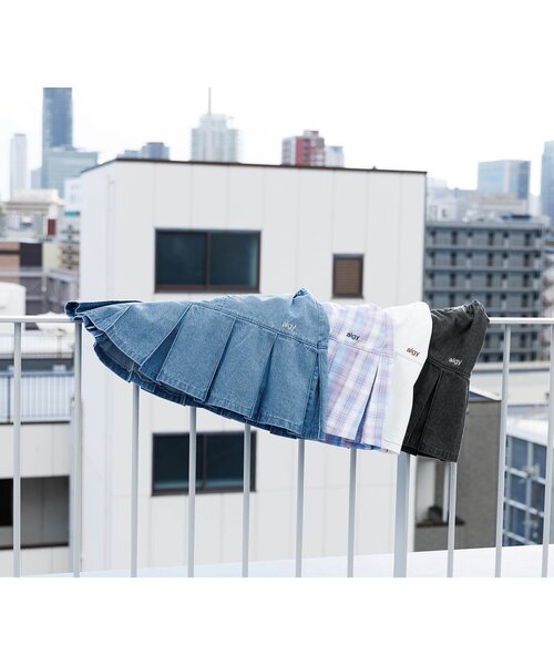 algy（アルジー）の「プリーツスカパン（スカート・キッズ・サックスブルー/アイボリー/グレー/チェック・X-SMALL/MEDIUM/SMALL/XX-SMALL）」の6枚目の写真