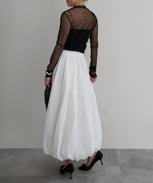 Rashik(ラシク)の「ポルカドットシアートップス(Tシャツ/カットソー・レディース・ベージュ/ブラック・FREE)」の9枚目の写真