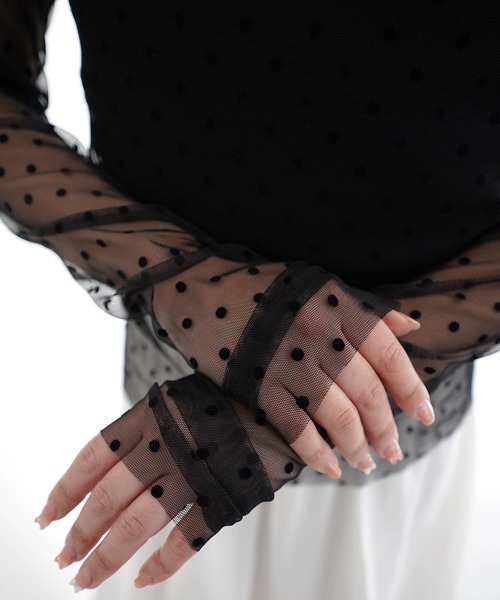 Rashik(ラシク)の「ポルカドットシアートップス(Tシャツ/カットソー・レディース・ベージュ/ブラック・FREE)」の14枚目の写真