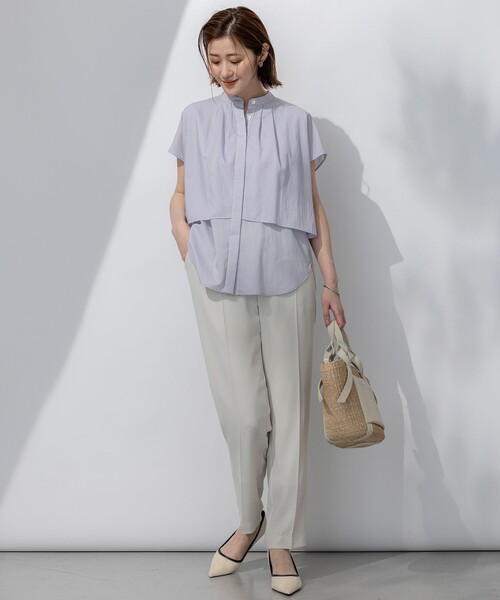 23区 L（ニジュウサンクオオキイサイズ）の「【撥水加工/洗える】シアーナイロンツイル レイヤード ブラウス（シャツ/ブラウス・レディース・ダークブラウン系/ブラック系/ふじ色系/ホワイト系・44/48/50/46）」の13枚目の写真