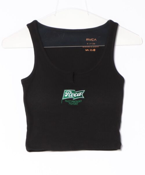 タンクトップ ノースリーブ RVCA/ルーカ タンクトップ リブ 刺繍ロゴ クロップド丈 BF04C-372 レディース RVCA タンクトップ ノースリーブ RVCA/ルーカ リブ 刺繍ロゴ
