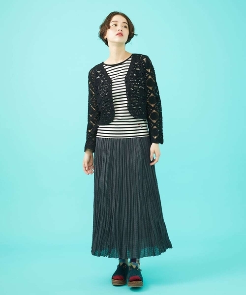 Jocomomola(ホコモモラ)の「Balanceo ランダムプリーツスカート(スカート・レディース・ブルー/チャコールグレー/イエロー・40)」の12枚目の写真