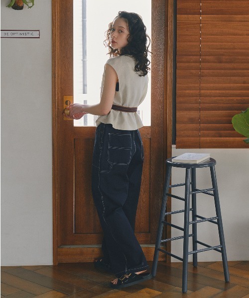 UNIVERSAL OVERALL(ユニバーサルオーバーオール)の「◆【UNIVERSAL OVER ALLコラボ】サロペット(サロペット/オーバーオール・レディース・ホワイト系その他/グリーン/ネイビー・MEDIUM)」の7枚目の写真