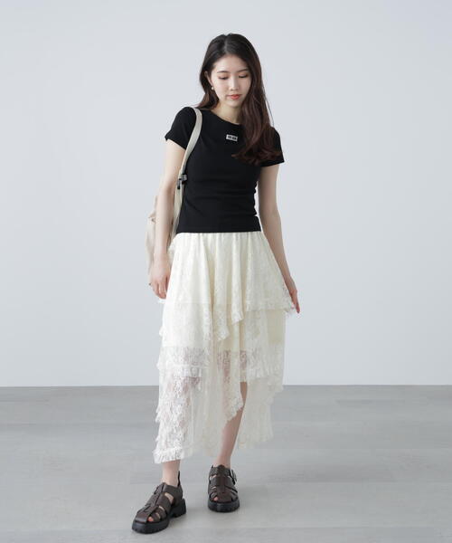 FREE'S MART(フリーズマート)の「◆ロゴ刺繍タグTシャツ(Tシャツ/カットソー・レディース・レッド/ブラック/ホワイト・FREE)」の7枚目の写真