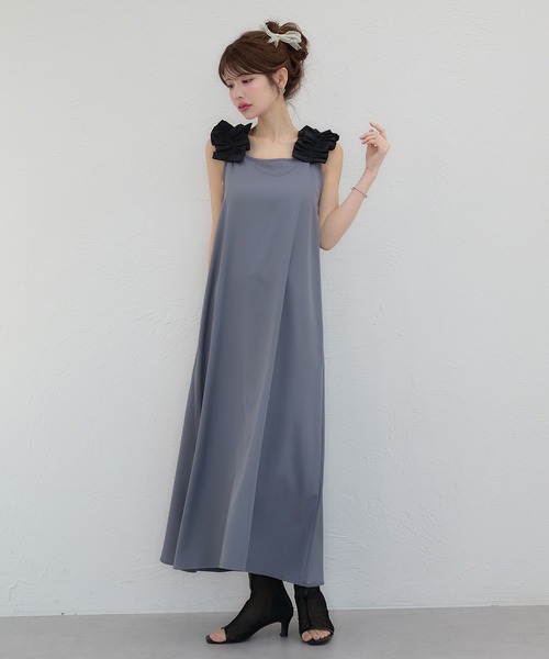 【希少美品】APEL 01 アペラ　ワンピース セール】lace up frill flare dress / レースアップフリルフレア
