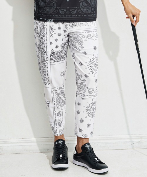 1minute 1second(ワンミニットワンセカンド)の「mp13514-bandana pattern tapered pants テーパードパンツ(その他パンツ・メンズ・ブラック×ホワイト/ホワイト×ブラック/ブラック×ブルー・S/M/L/XL)」の1枚目の写真