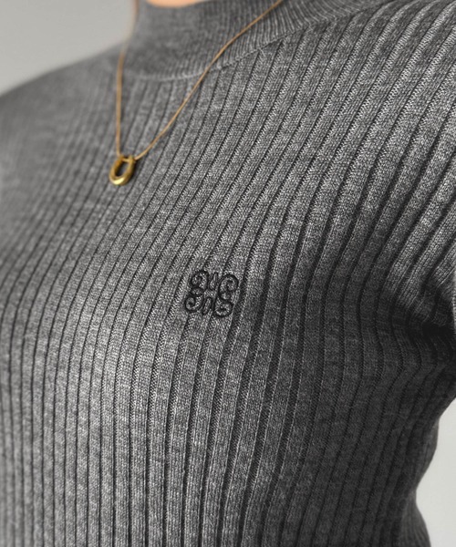 mily bilet(ミウィビレット)の「【mily bilet】1枚で完成♪重ね着風デザイン◎カシミヤタッチ袖カフスレイヤード刺繍ニット(ニット/セーター・レディース・レッド/アイボリー/ブラック/グレー・MEDIUM/LARGE/X-LARGE/SMALL)」の20枚目の写真