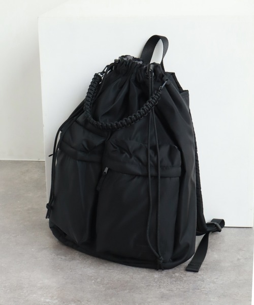 ADAM PATEK（アダムパテック）の「【ADAMPATEK/アダムパテック】double pockets drawstring backpack/ダブルポケット ドローストリング バックパック（バックパック/リュック・メンズ・ブラック/グレー・FREE）」の12枚目の写真