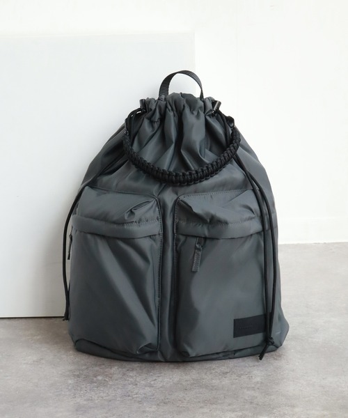 ADAM PATEK（アダムパテック）の「【ADAMPATEK/アダムパテック】double pockets drawstring backpack/ダブルポケット ドローストリング バックパック（バックパック/リュック・メンズ・ブラック/グレー・FREE）」の22枚目の写真