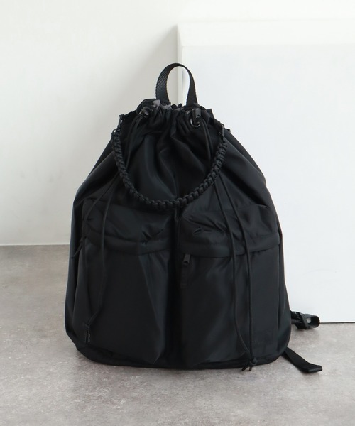ADAM PATEK（アダムパテック）の「【ADAMPATEK/アダムパテック】double pockets drawstring backpack/ダブルポケット ドローストリング バックパック（バックパック/リュック・メンズ・ブラック/グレー・FREE）」の21枚目の写真