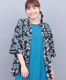 チチカカ | リーフプリントバンドカラーシャツ【大きいサイズ】(シャツ/ブラウス)