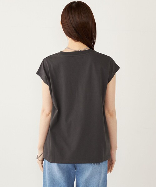 SHIPS Colors:〈接触冷感・UVカット〉フレンチスリーブ ロゴ T