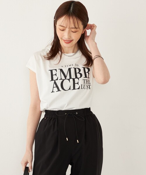 SHIPS カットソー　シルク混　Tシャツ　タグ付　未使用　フレンチスリーブ SHIPS Primary Navy Label:サイロ プレミアム フレンチ スリーブ