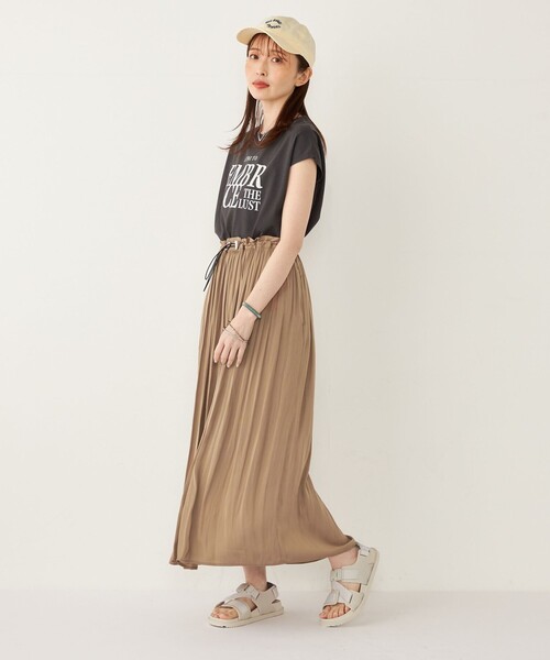 SHIPS Colors:〈接触冷感・UVカット〉フレンチスリーブ ロゴ T