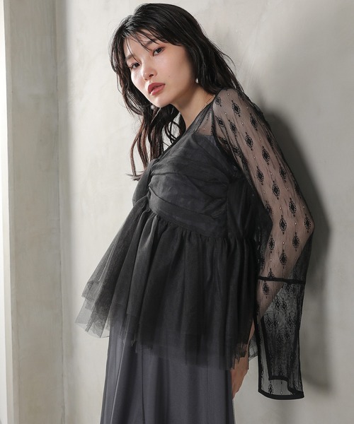 Kana(カナ)の「ワンショルダーリボンビスチェ クラシカルレース 2点セット ワンピース パーティー ドレス 結婚式 お呼ばれ オケージョン(ドレス・レディース・ブラック/グレー/ブラウン・M)」の1枚目の写真