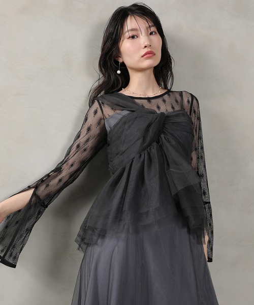Kana(カナ)の「ワンショルダーリボンビスチェ クラシカルレース 2点セット ワンピース パーティー ドレス 結婚式 お呼ばれ オケージョン(ドレス・レディース・ブラック/グレー/ブラウン・M)」の5枚目の写真