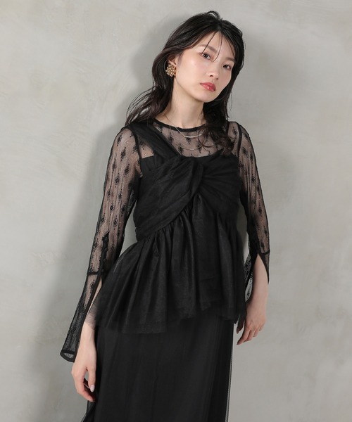 Kana(カナ)の「ワンショルダーリボンビスチェ クラシカルレース 2点セット ワンピース パーティー ドレス 結婚式 お呼ばれ オケージョン(ドレス・レディース・ブラック/グレー/ブラウン・M)」の9枚目の写真