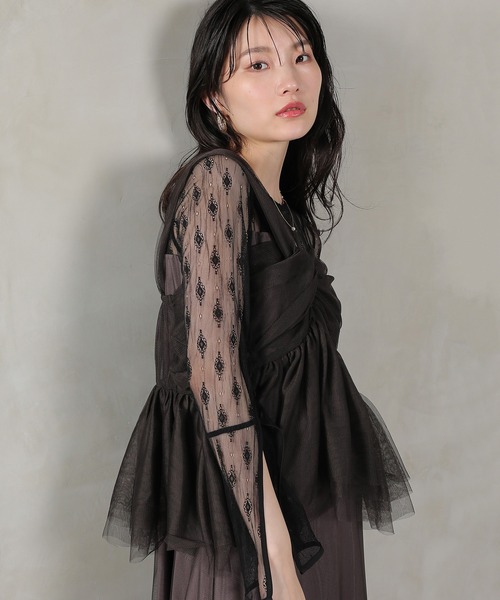 Kana(カナ)の「ワンショルダーリボンビスチェ クラシカルレース 2点セット ワンピース パーティー ドレス 結婚式 お呼ばれ オケージョン(ドレス・レディース・ブラック/グレー/ブラウン・M)」の18枚目の写真