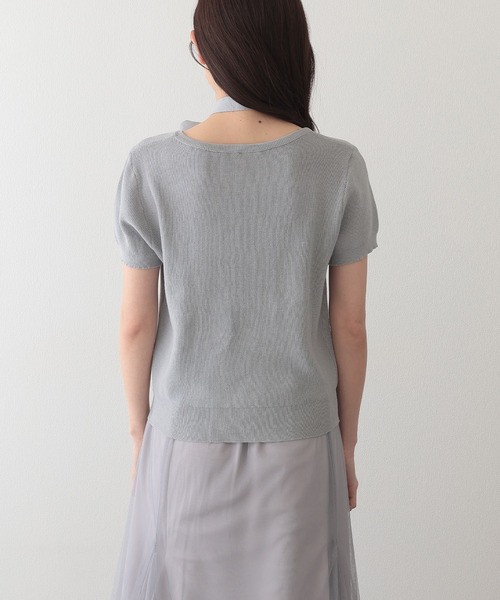 Lace Ladies(レースレディース)の「チョーカー付き ラウンドネック 半袖 ニット プルオーバー(ニット/セーター・レディース・ベージュ/ブラック/アイボリー/グレー・FREE)」の19枚目の写真