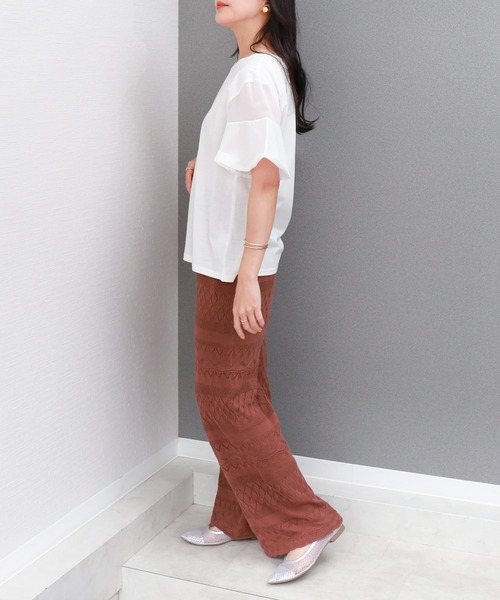 libelle more(リベル モア)の「〈接触冷感〉バイオシルケット袖切替えプルオーバー(Tシャツ/カットソー・レディース・オフホワイト/ネイビー/ラベンダー/ミント・M)」の6枚目の写真