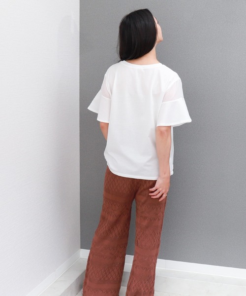 libelle more(リベル モア)の「〈接触冷感〉バイオシルケット袖切替えプルオーバー(Tシャツ/カットソー・レディース・オフホワイト/ネイビー/ラベンダー/ミント・M)」の7枚目の写真