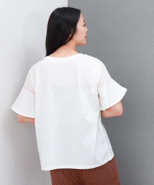 libelle more(リベル モア)の「〈接触冷感〉バイオシルケット袖切替えプルオーバー(Tシャツ/カットソー・レディース・オフホワイト/ネイビー/ラベンダー/ミント・M)」の11枚目の写真