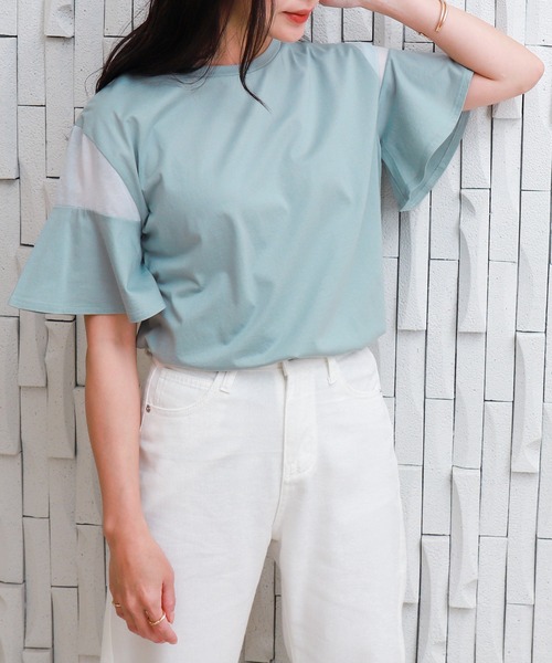 libelle more(リベル モア)の「〈接触冷感〉バイオシルケット袖切替えプルオーバー(Tシャツ/カットソー・レディース・オフホワイト/ネイビー/ラベンダー/ミント・M)」の16枚目の写真