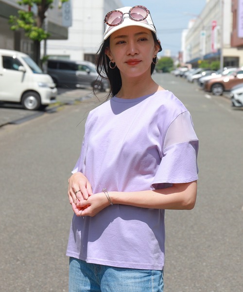 libelle more(リベル モア)の「〈接触冷感〉バイオシルケット袖切替えプルオーバー(Tシャツ/カットソー・レディース・オフホワイト/ネイビー/ラベンダー/ミント・M)」の19枚目の写真